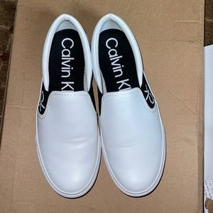 Calvin Klein White Slip On Sneakers